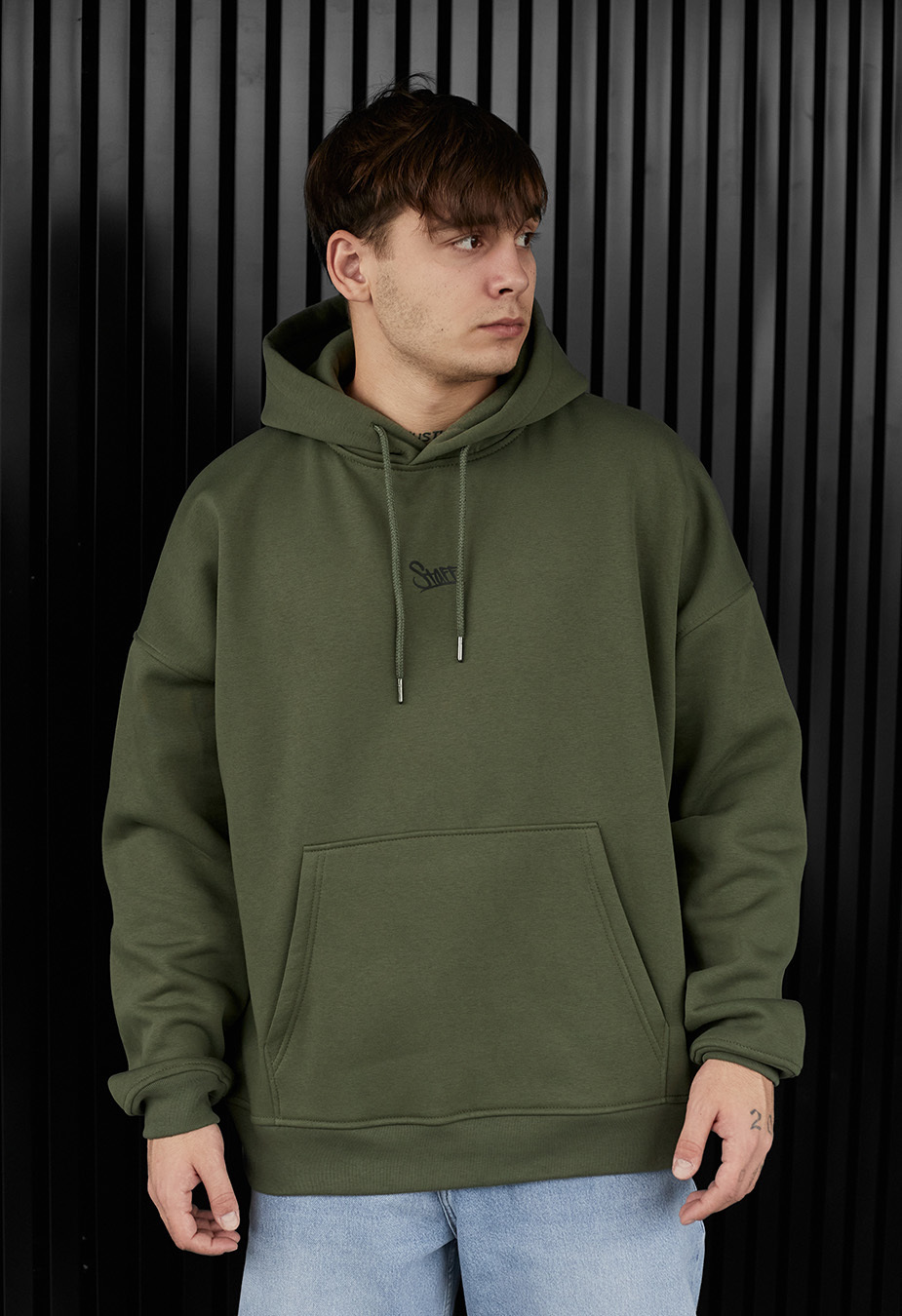 Bluza Staff khaki logo oversize fleece