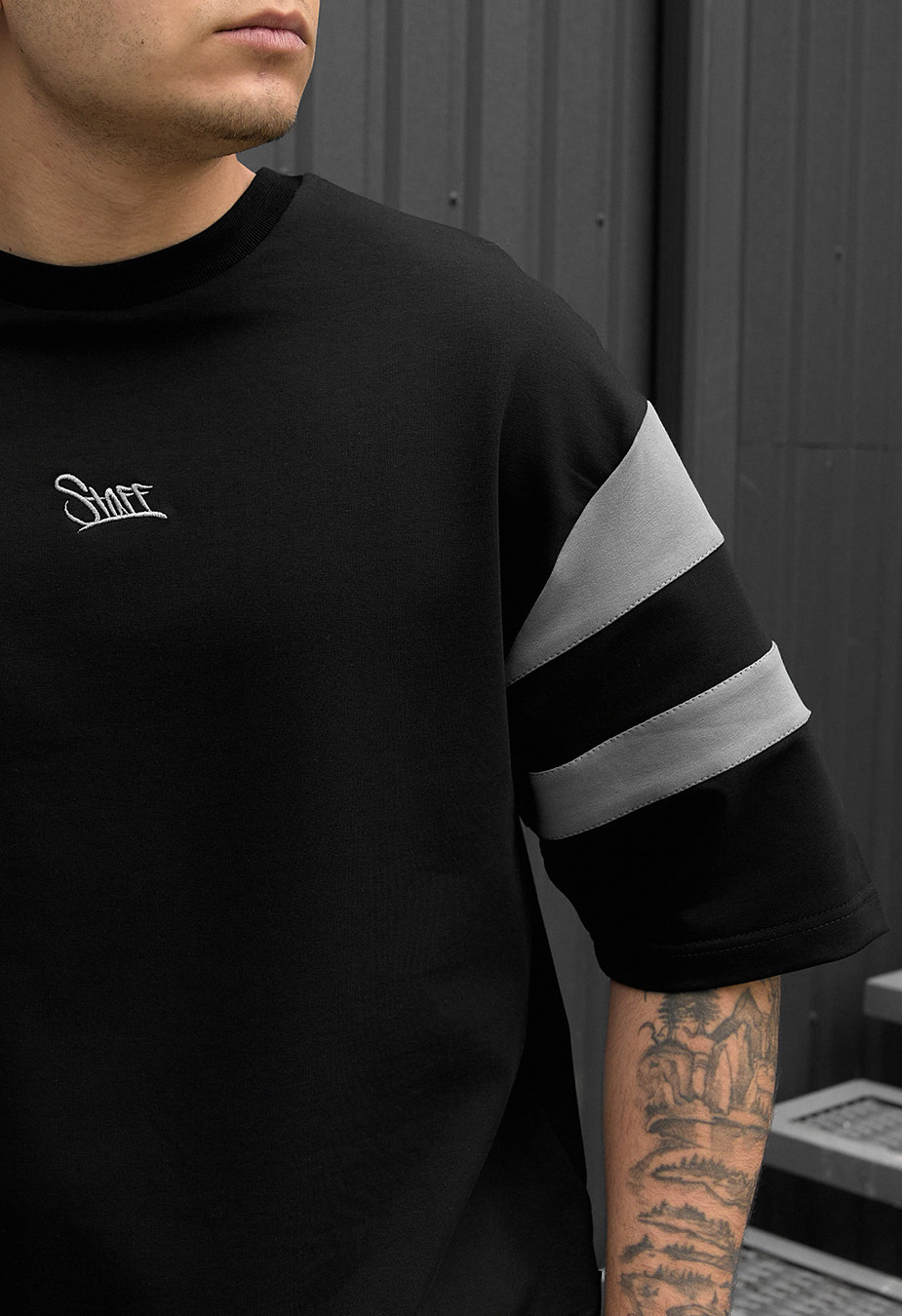 Komplet koszulka + spodenki Staff ran black & gray oversize