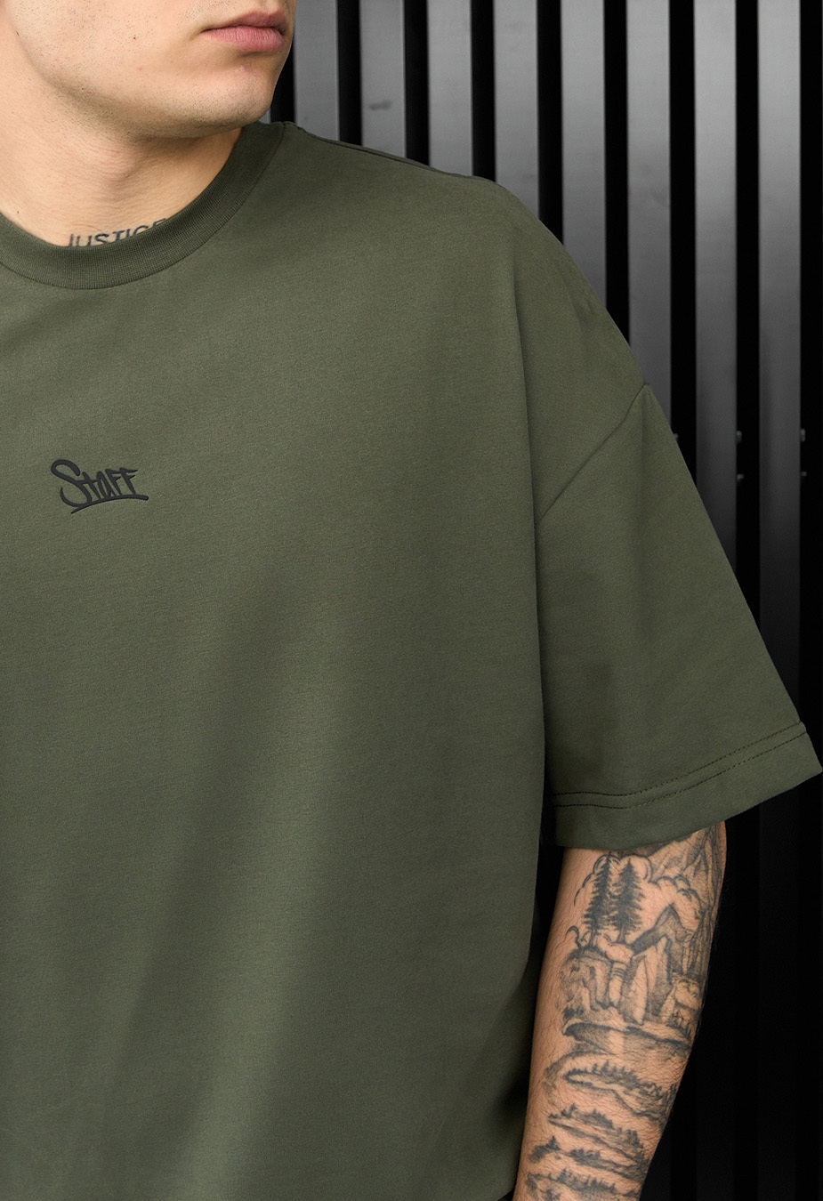Koszulka Staff khaki logo oversize