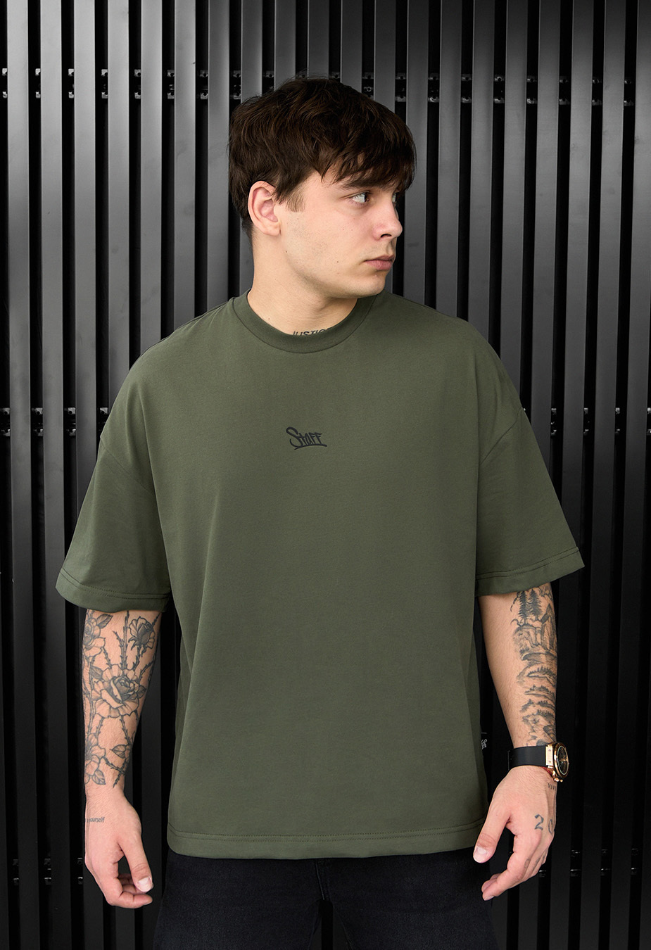 Koszulka Staff khaki logo oversize