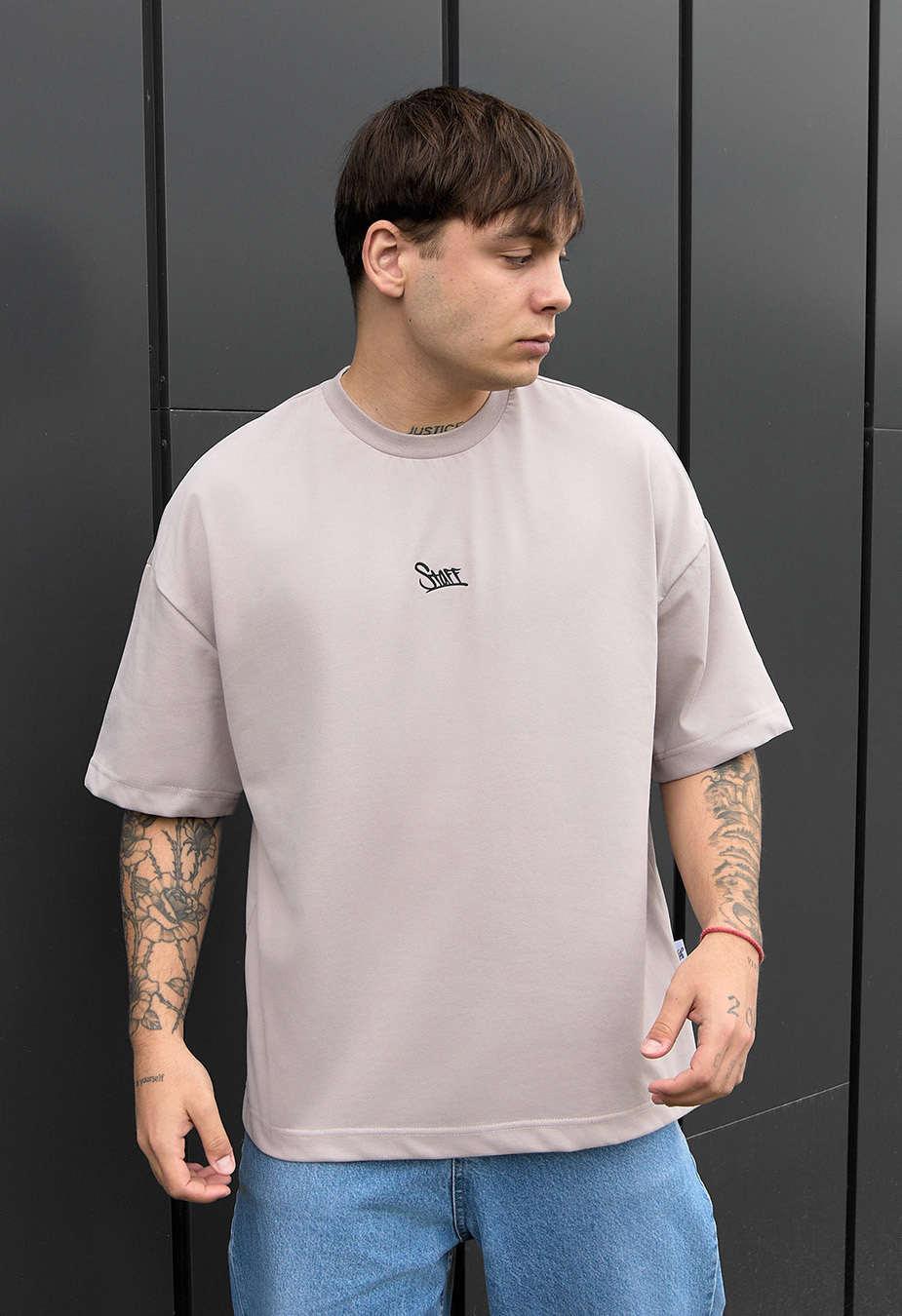 Koszulka Staff light gray logo oversize