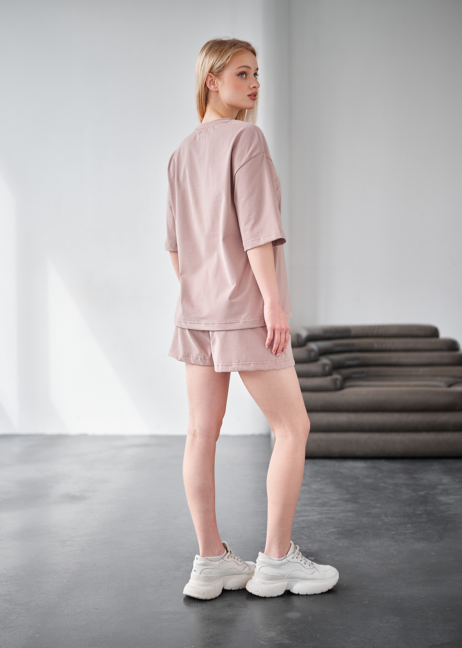 Komplet koszulka + spodenki Staff me beige oversize
