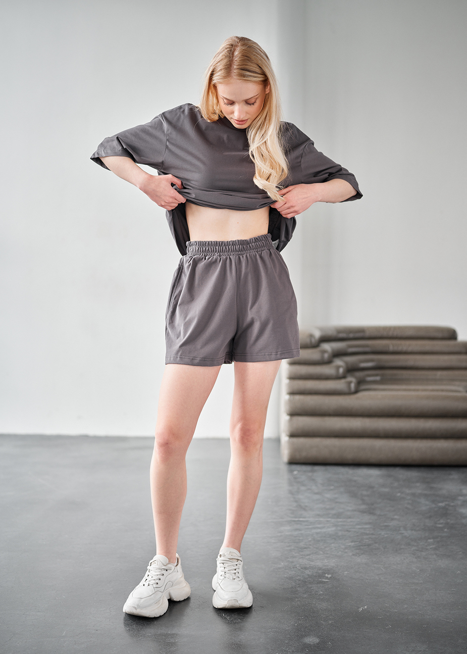 Komplet koszulka + spodenki Staff me dark gray oversize