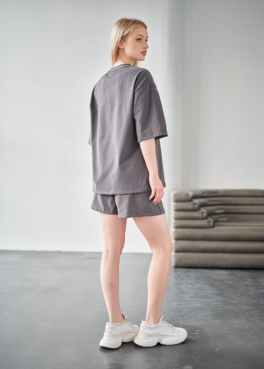Komplet koszulka + spodenki Staff me dark gray oversize