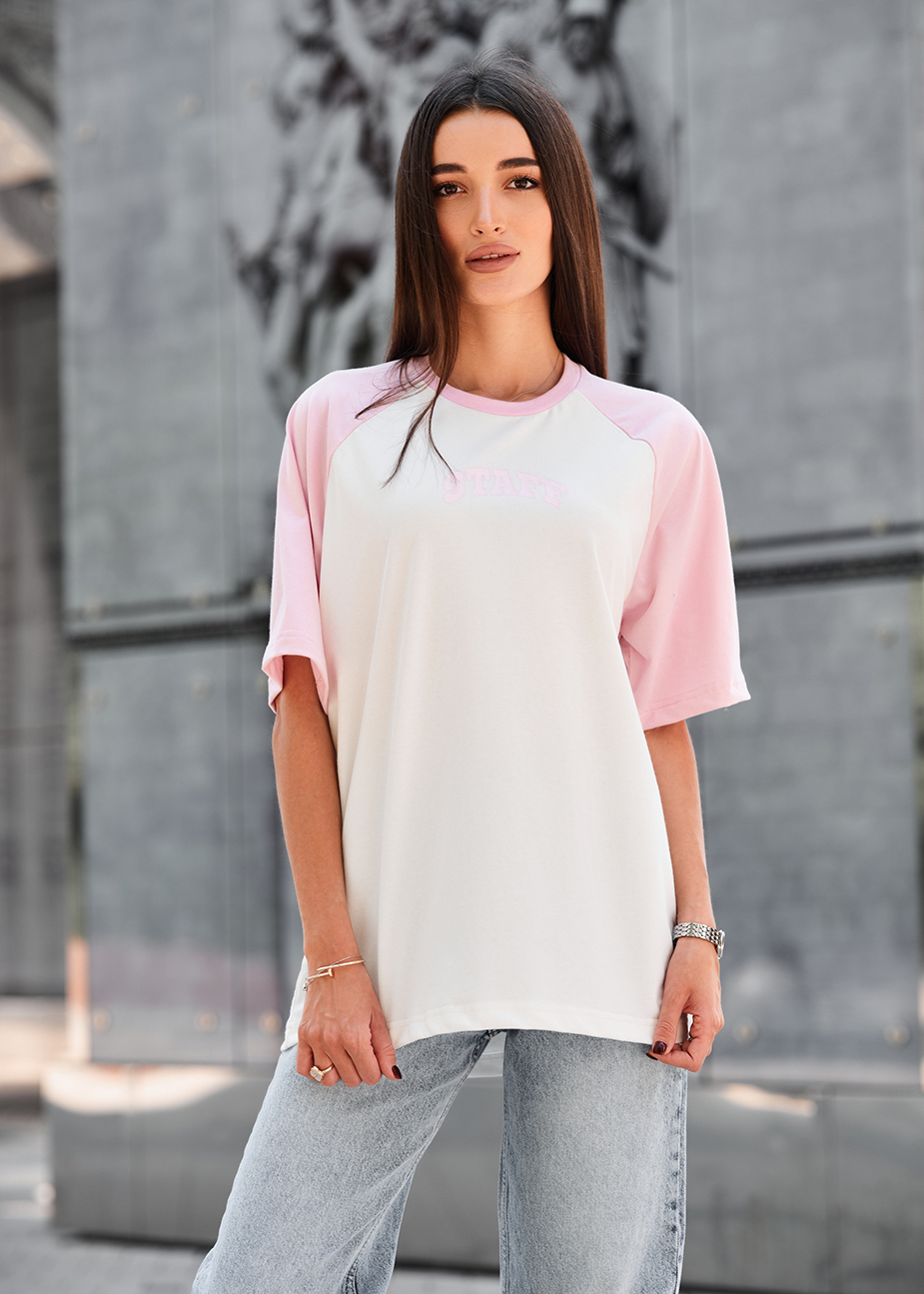 Koszulka Staff ed light pink & white logo oversize