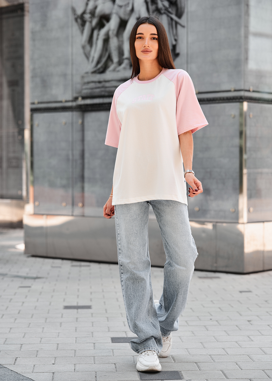 Koszulka Staff ed light pink & white logo oversize