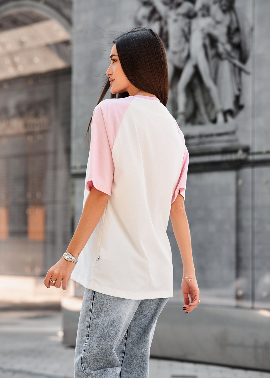 Koszulka Staff ed light pink & white logo oversize