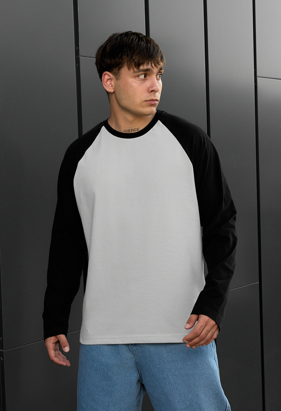 Longsleeve Staff su reglan light gray & black