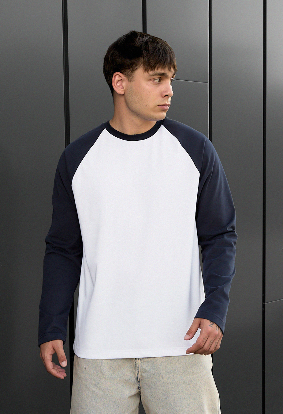 Longsleeve Staff su reglan white & navy
