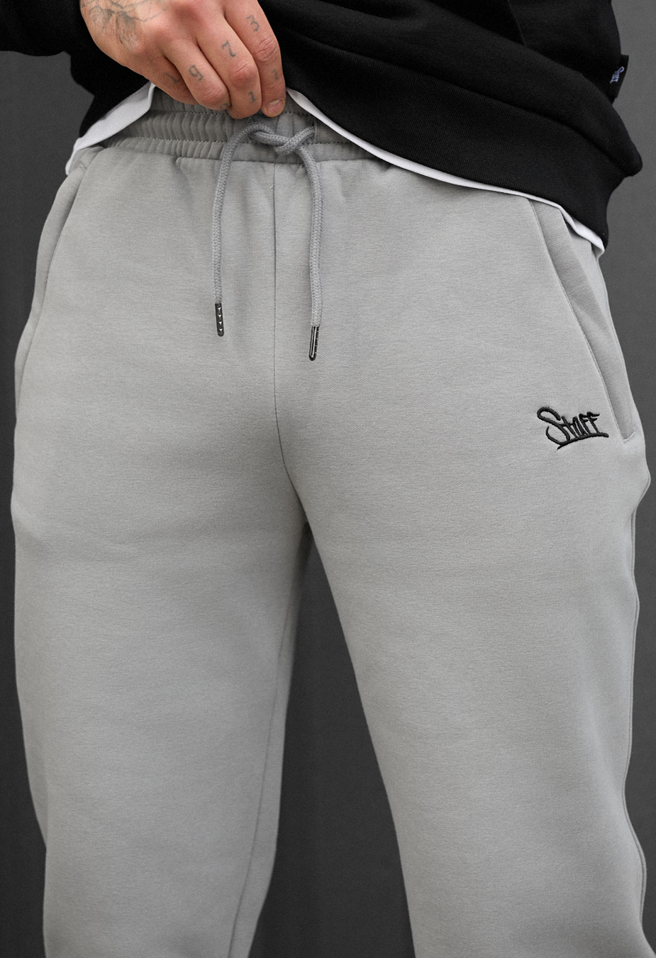 Spodnie dresowe Staff pul light gray logo fleece