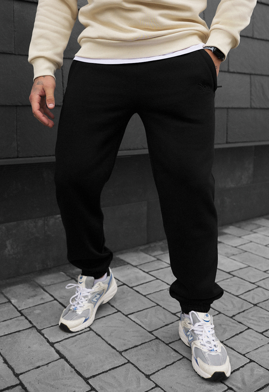 Spodnie ocieplane Staff pul black fleece