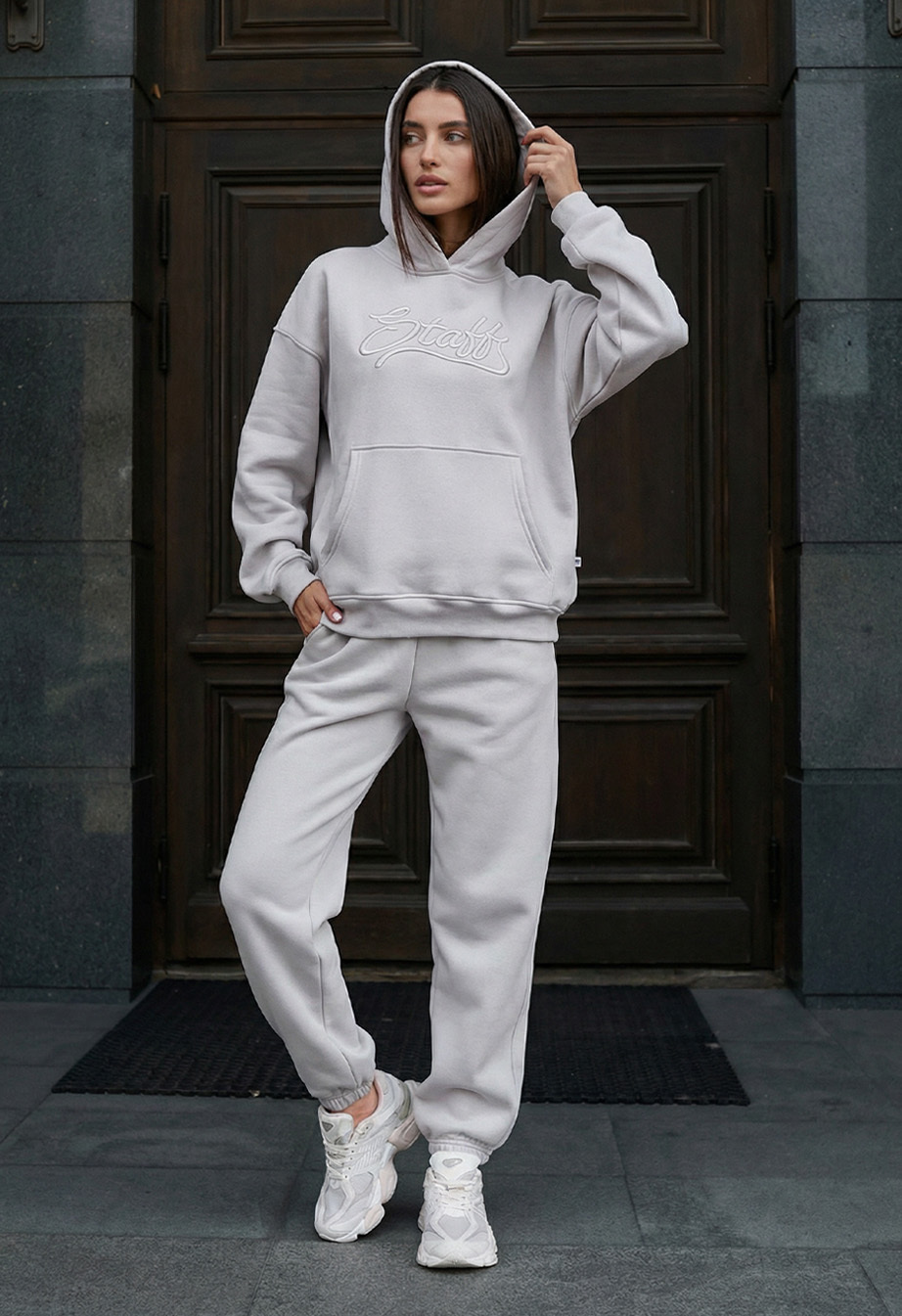 Dres damski Staff nex light gray oversize fleece