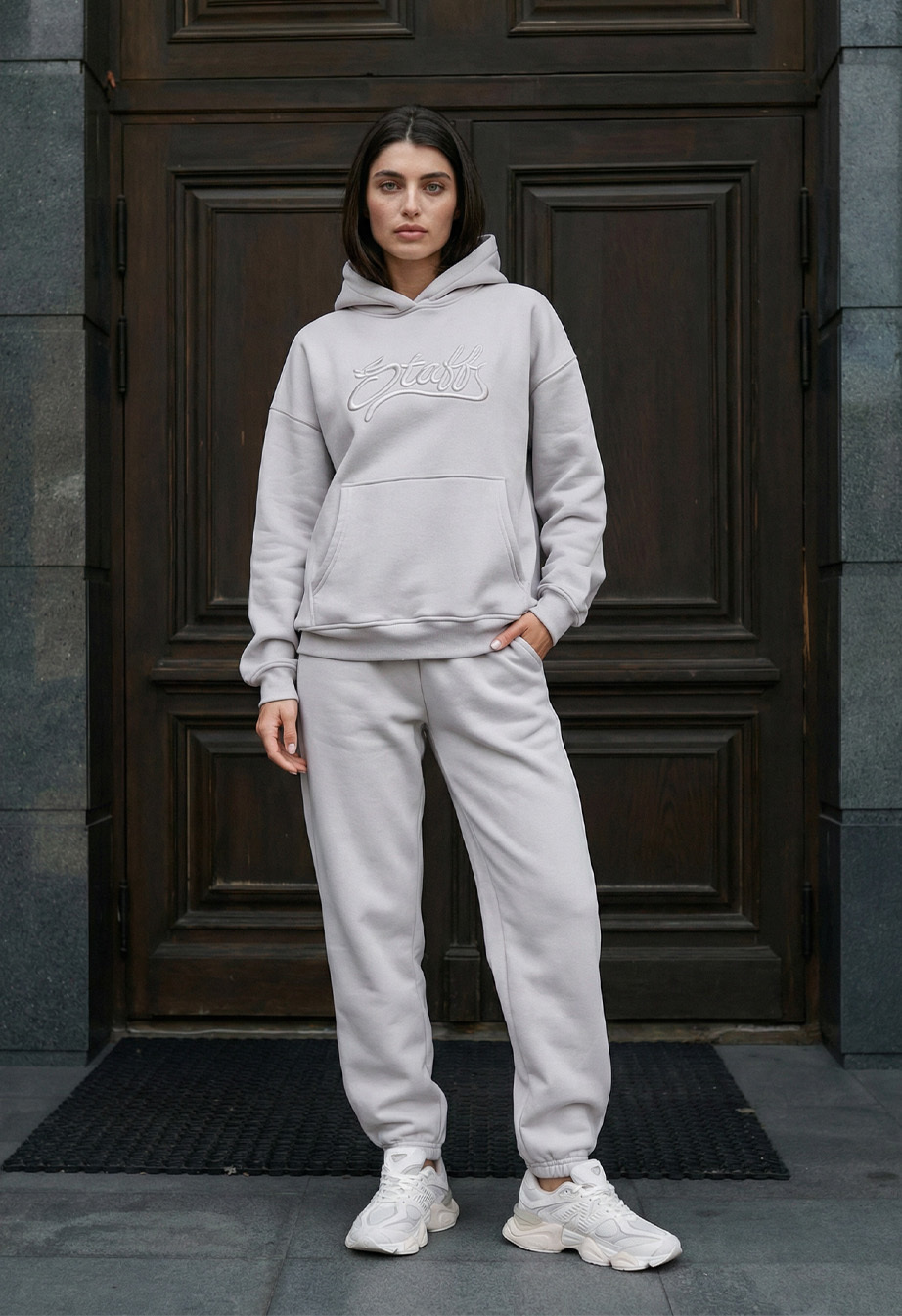 Dres damski Staff nex light gray oversize fleece