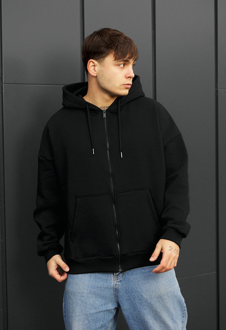 Bluza Staff black zip fleece oversize