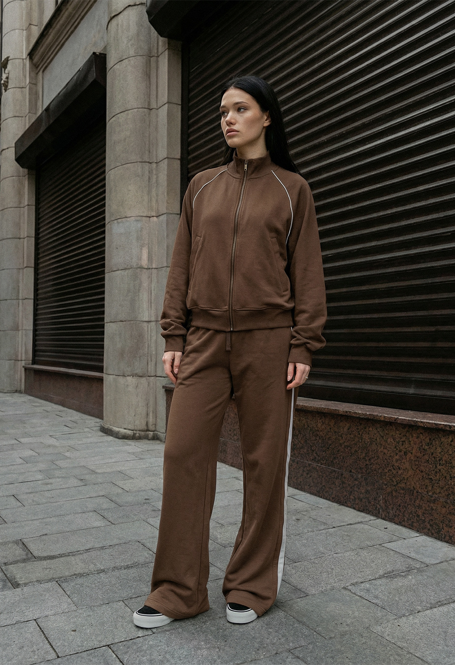 Dres Staff fid brown zip reflective oversize