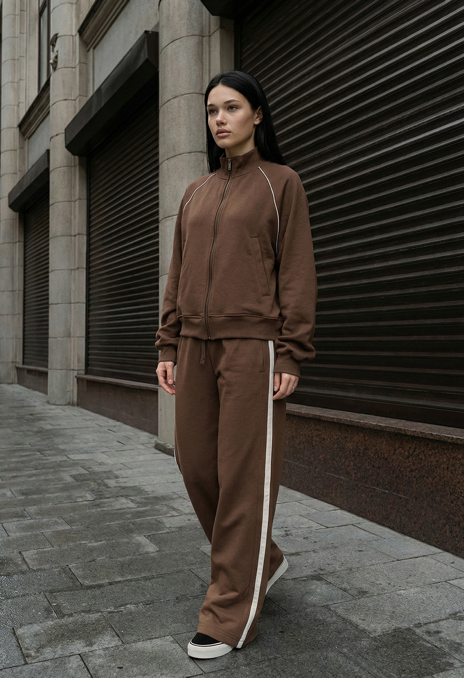 Dres Staff fid brown zip reflective oversize