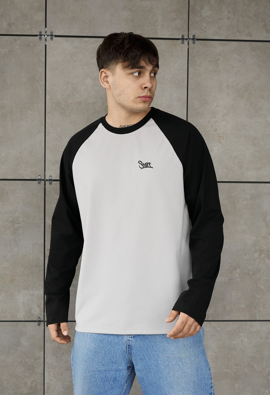 Longsleeve Staff su reglan light gray & black