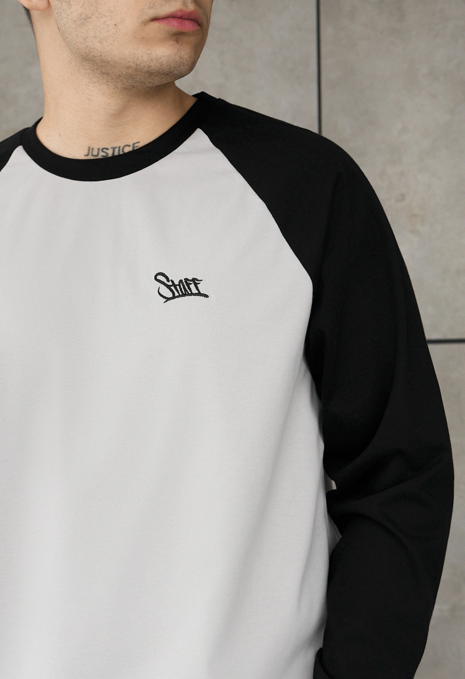 Longsleeve Staff su reglan light gray & black
