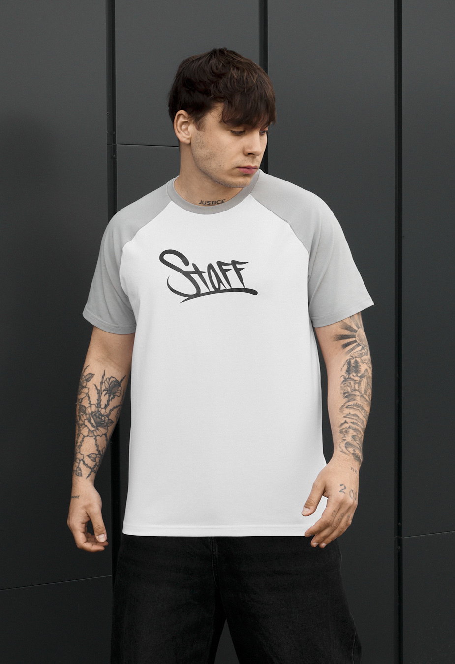 Koszulka Staff logo white & light gray