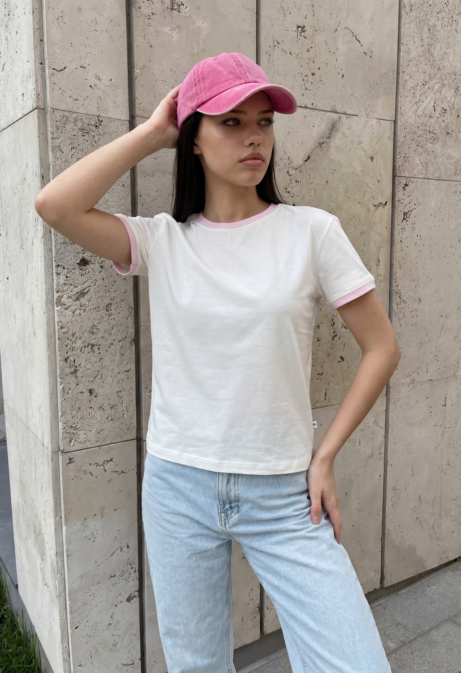 Koszulka Staff oe white & pink