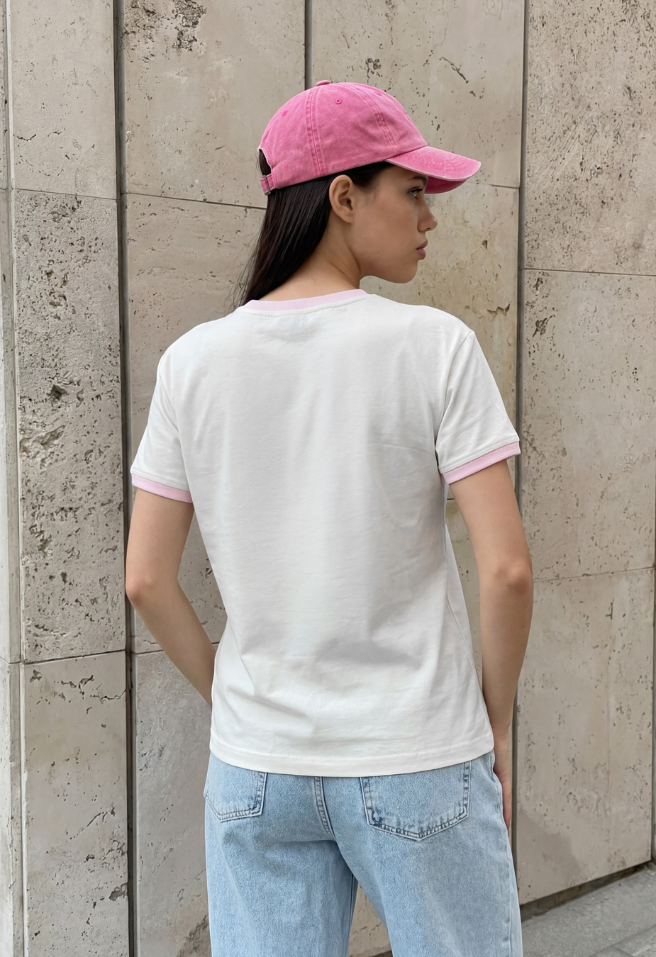 Koszulka Staff oe white & pink
