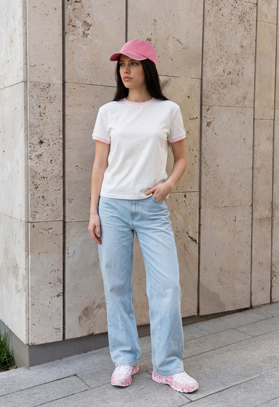 Koszulka Staff oe white & pink
