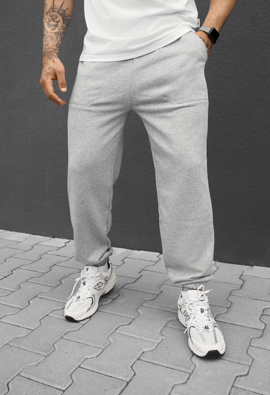 Spodnie Staff logo gray melange