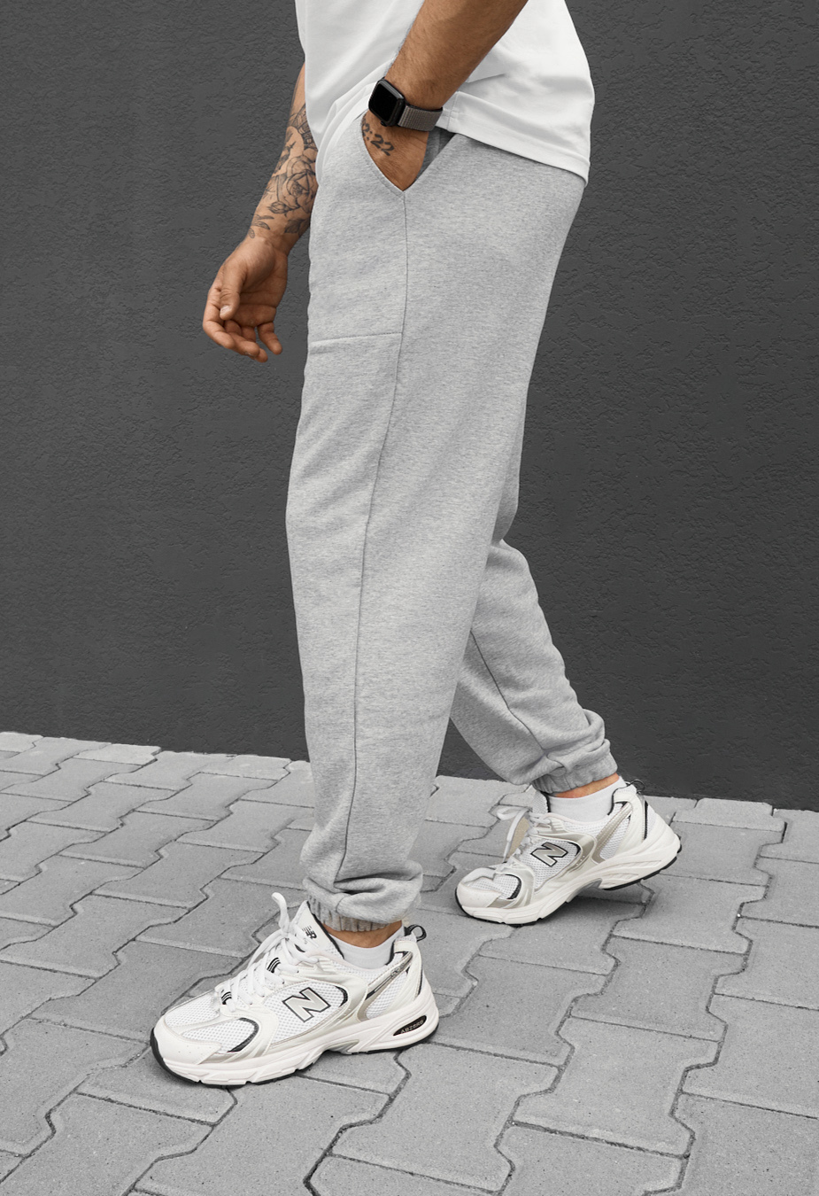 Spodnie Staff logo gray melange