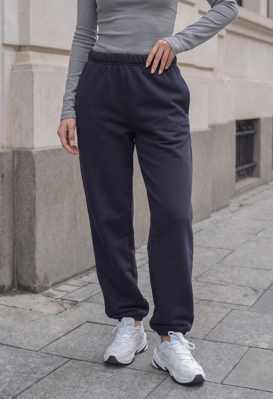 Spodnie dresowe Staff ki dark gray logo fleece