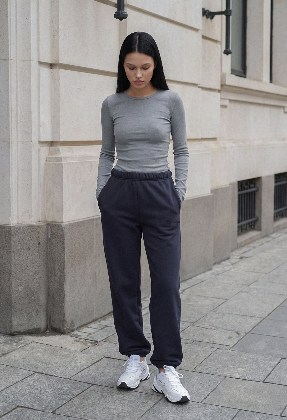 Spodnie dresowe Staff ki dark gray logo fleece