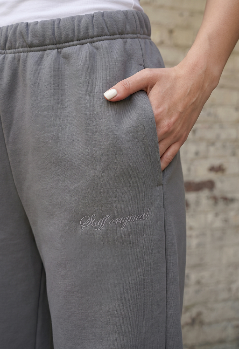 Spodnie dresowe Staff ki gray logo fleece