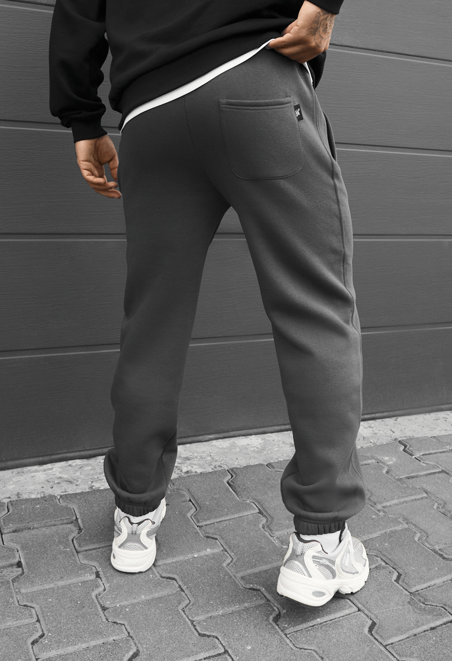 Spodnie dresowe Staff pul gray logo fleece