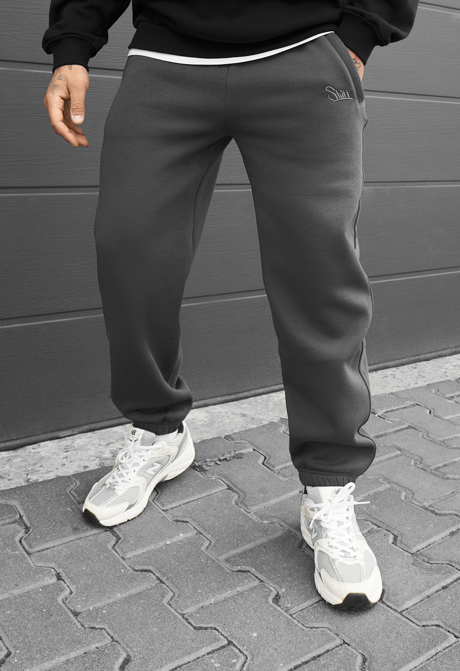 Spodnie dresowe Staff pul gray logo fleece