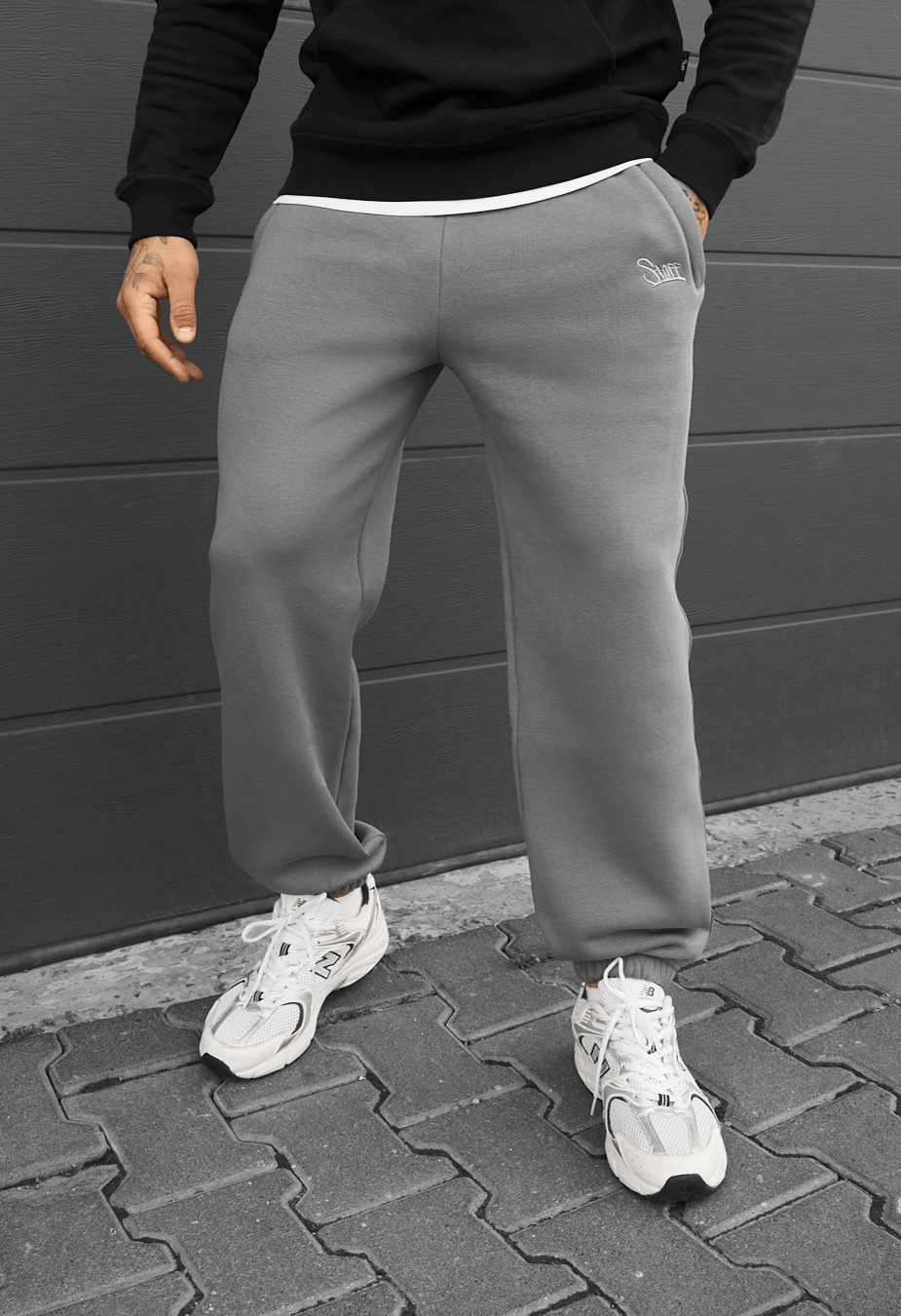 Spodnie dresowe Staff pul gray logo fleece