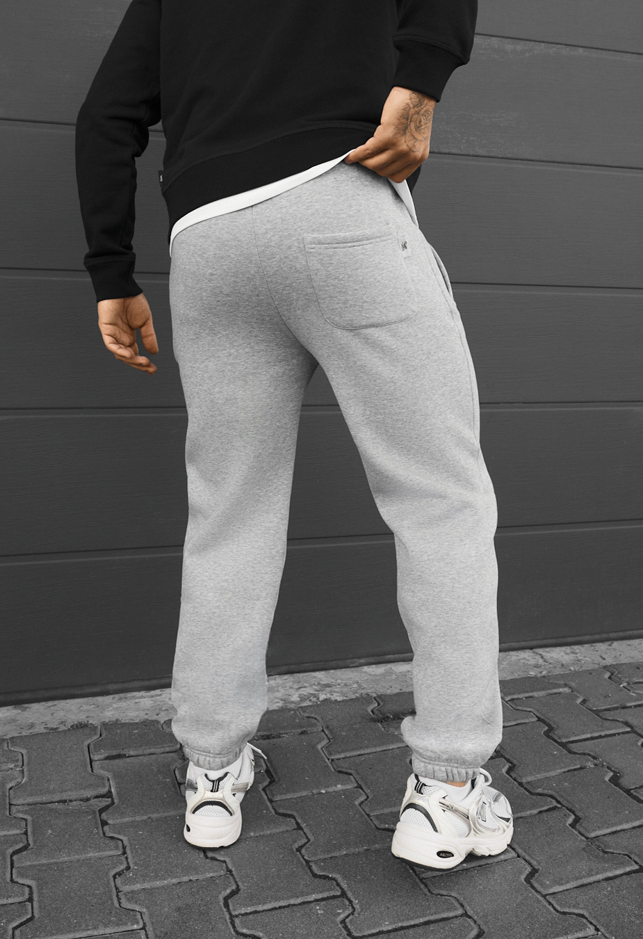 Spodnie dresowe Staff pul gray melange logo fleece