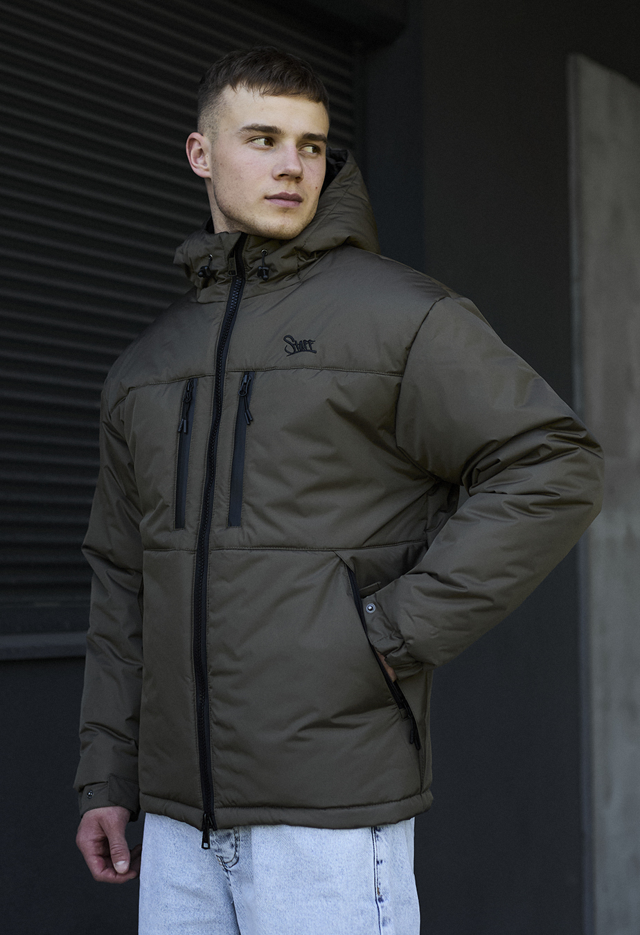 Kurtka zimowa Staff br dark khaki logo