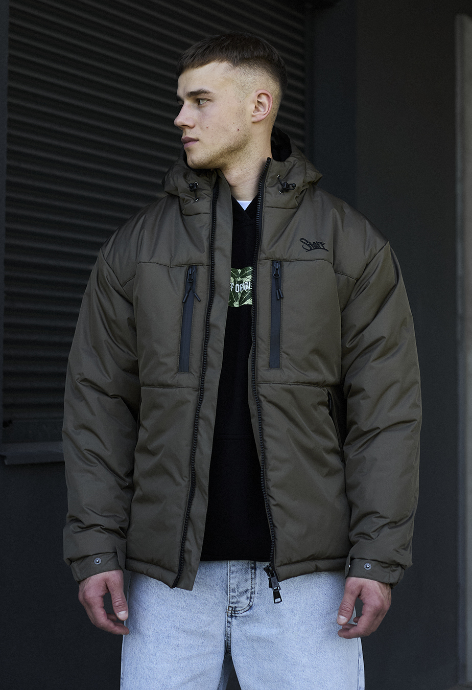 Kurtka zimowa Staff br dark khaki logo