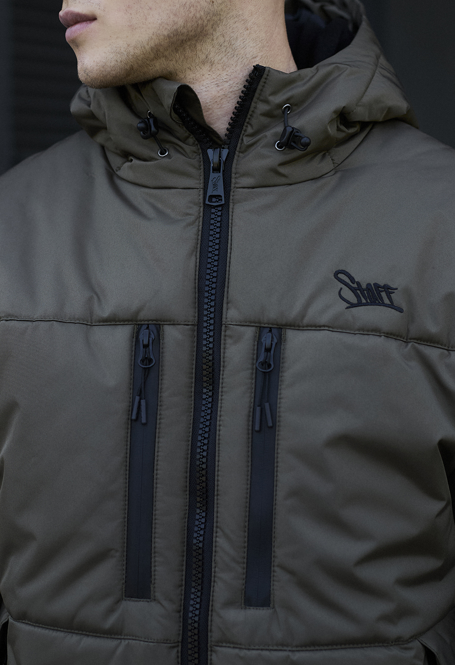 Kurtka zimowa Staff br dark khaki logo
