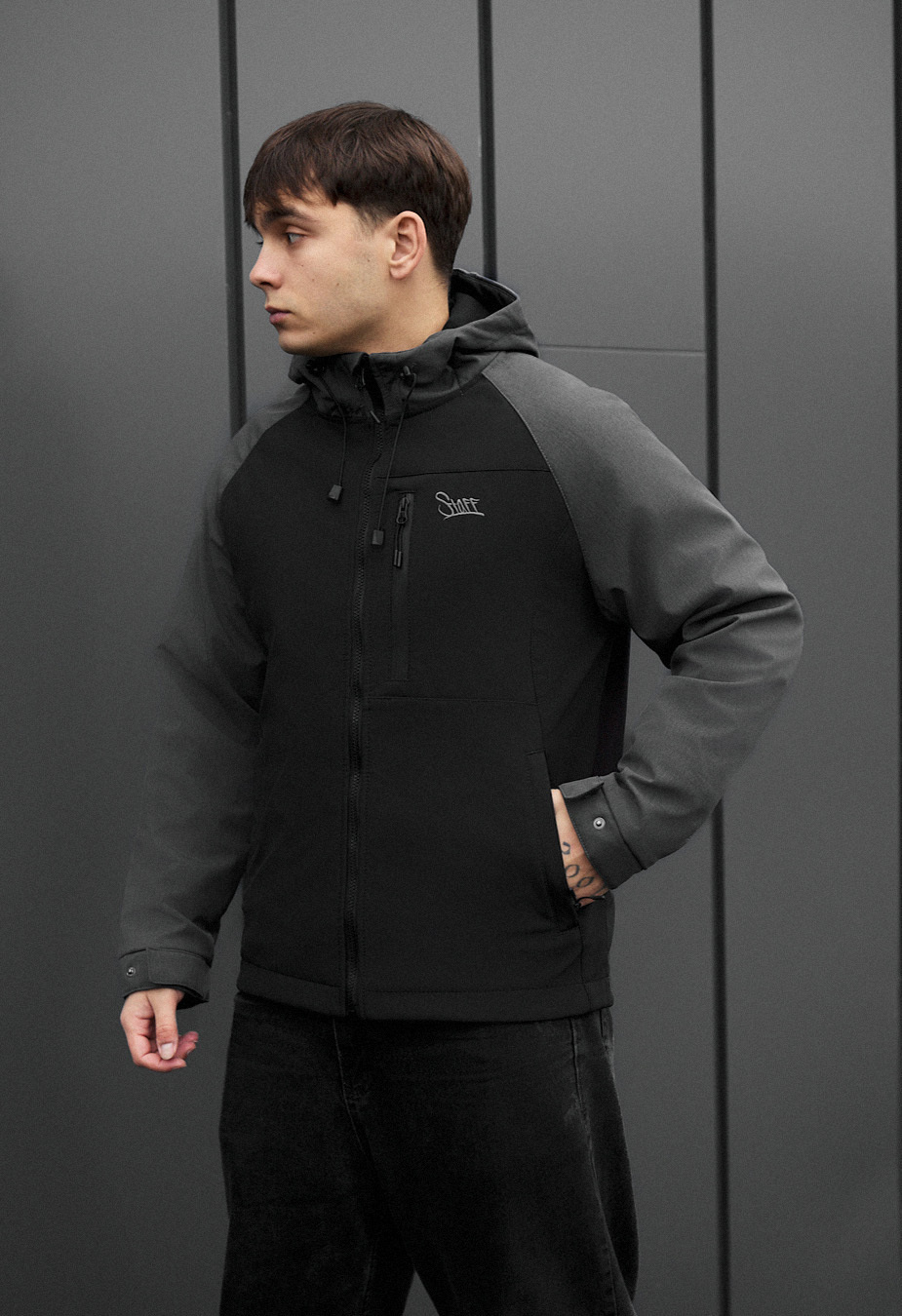 Kurtka soft shell Staff nexa black & dark gray