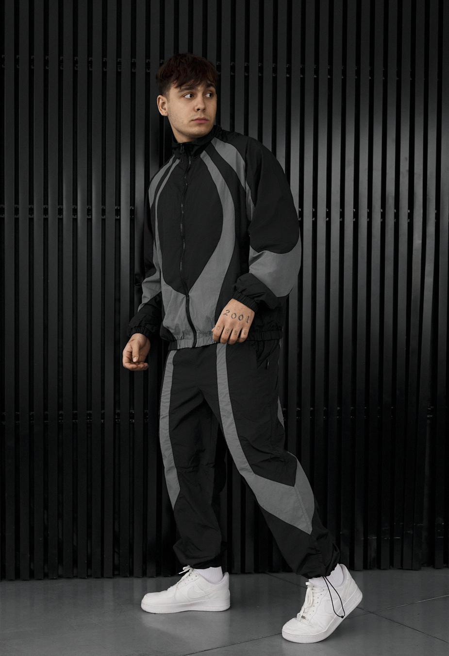 Dres Staff dia zip black & dark gray oversize