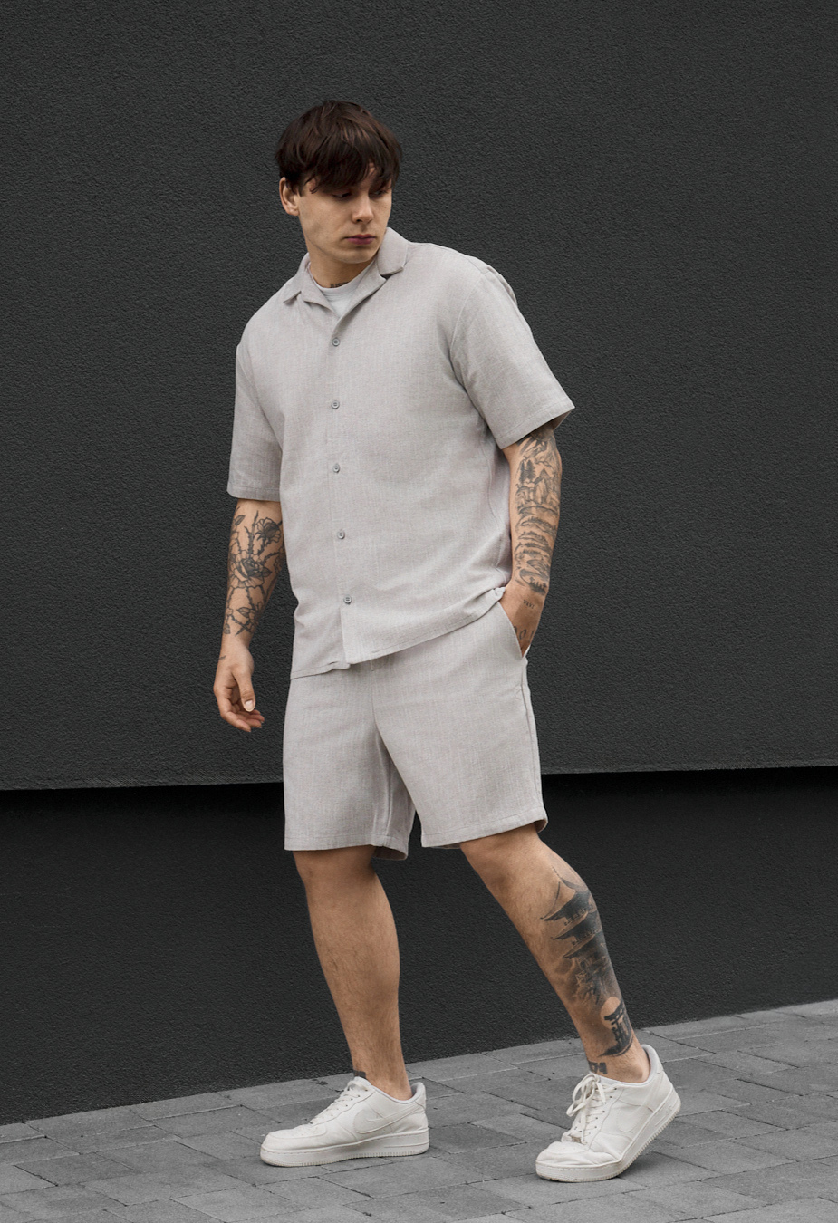 Komplet koszula + spodenki Staff ind light gray