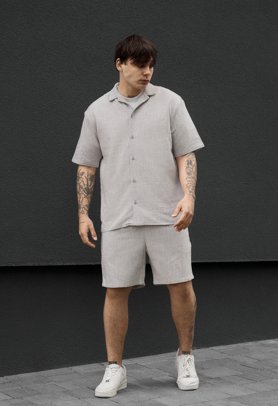 Komplet koszula + spodenki Staff ind light gray