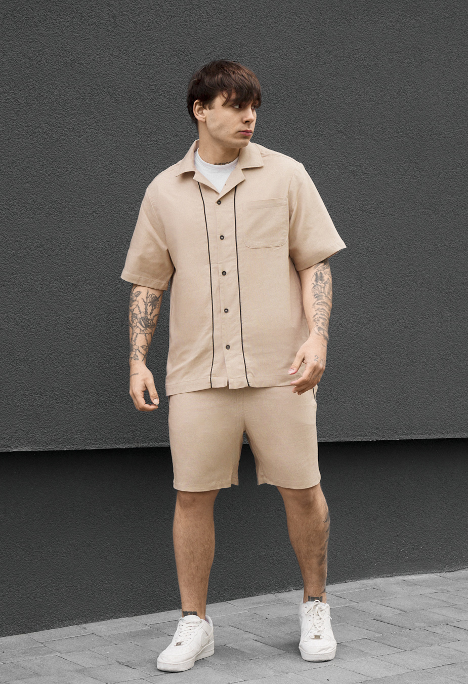Komplet koszula + spodenki Staff yah beige