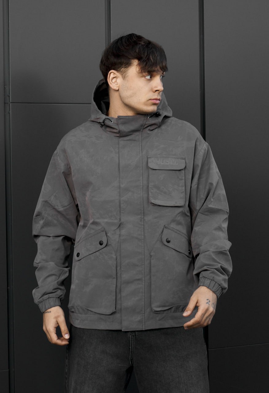 Wiatrówka Staff x Husll camo gray logo reflective