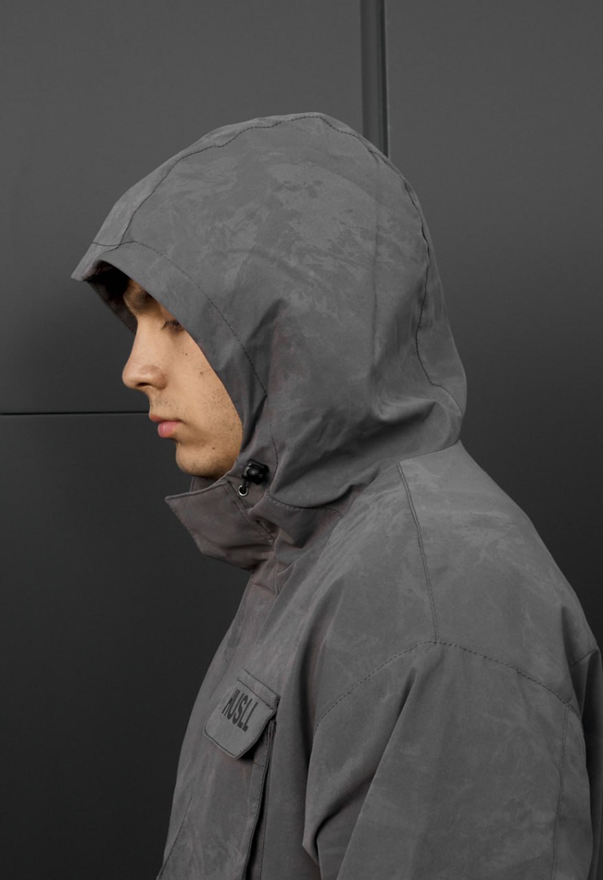 Wiatrówka Staff x Husll camo gray logo reflective