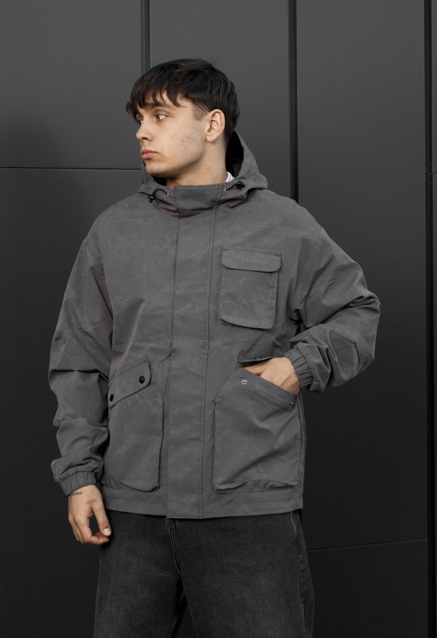 Wiatrówka Staff x Husll camo gray logo reflective