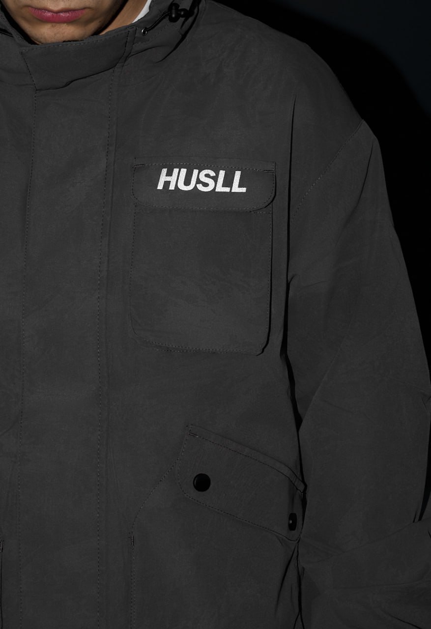 Wiatrówka Staff x Husll camo gray logo reflective
