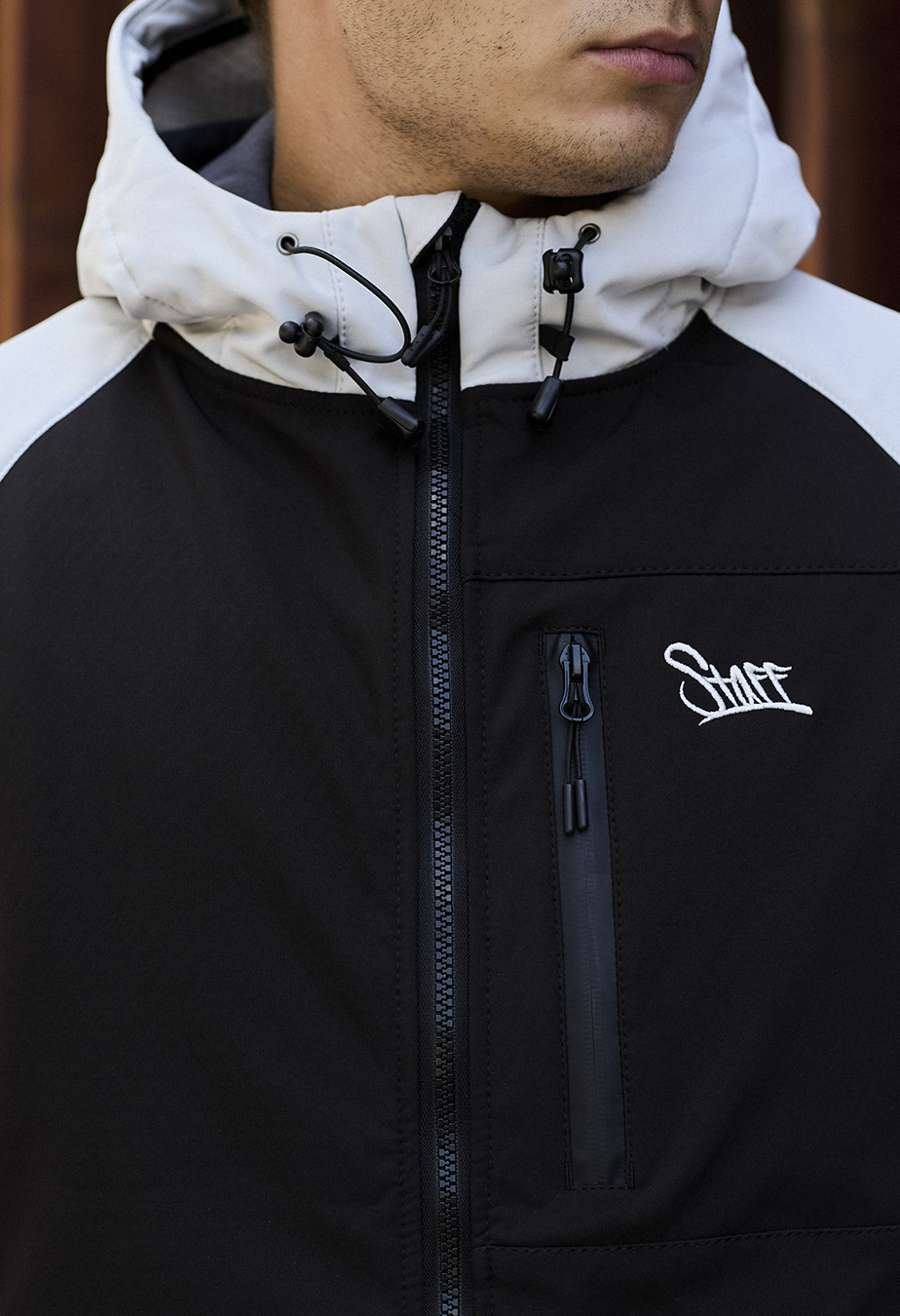 Kurtka Staff soft shell mo white & black