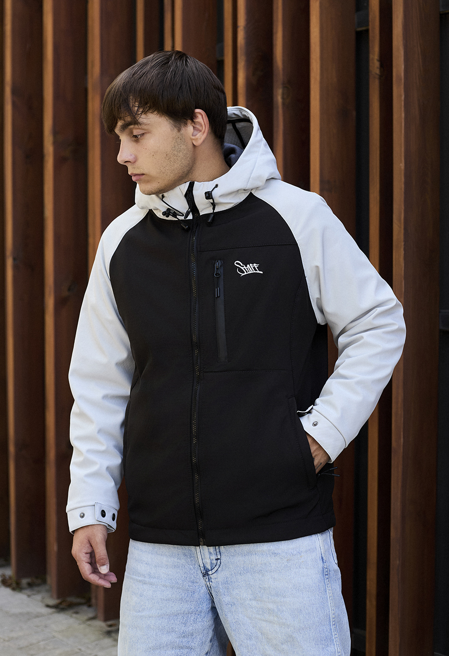 Kurtka Staff soft shell mo white & black