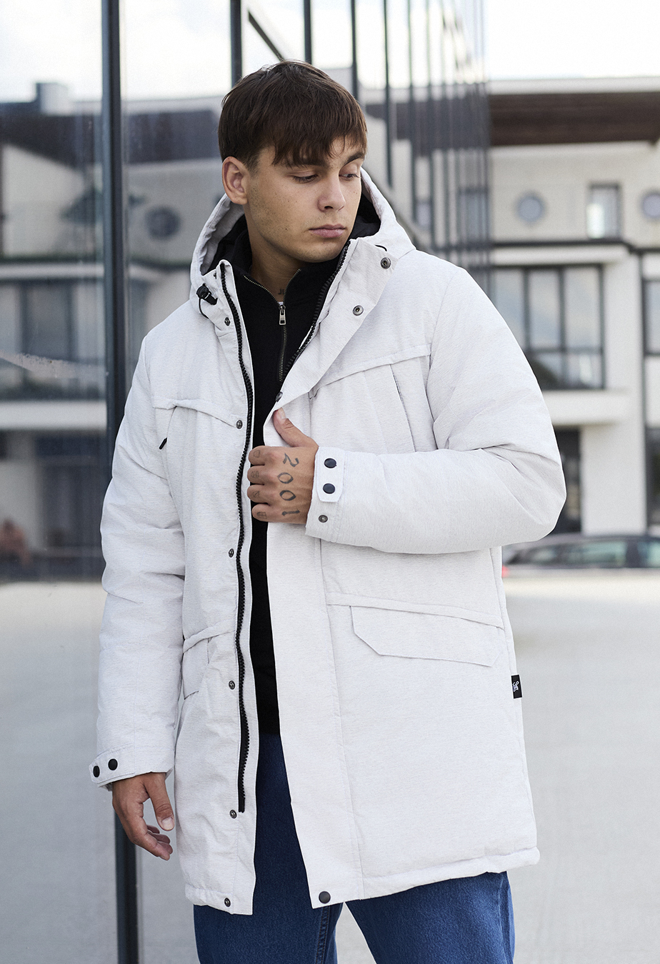 Parka zimowa Staff st white melange